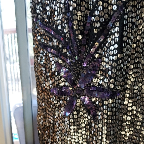 Sequin Midi Skirt with Black and Silver Accents - Picture 2 of 10